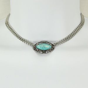 Rue21 Oval Turquoise Silver Choker Necklace